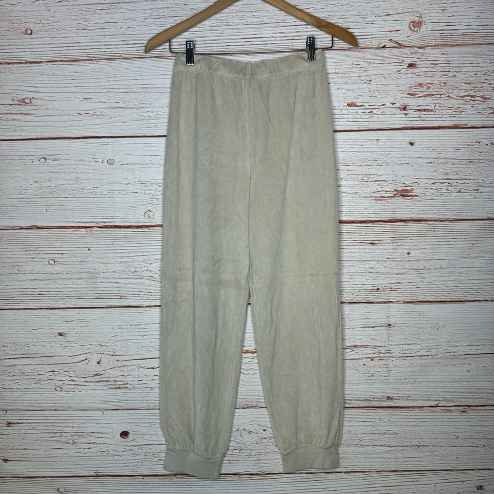 NWT Suzie Suzi Kondi The Tinos Slim Track Pants Velour in Natural Sz S